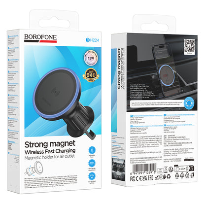 Trådløs Biloplader Borofone BH224 Flash, 15W, 1.67A, Sort