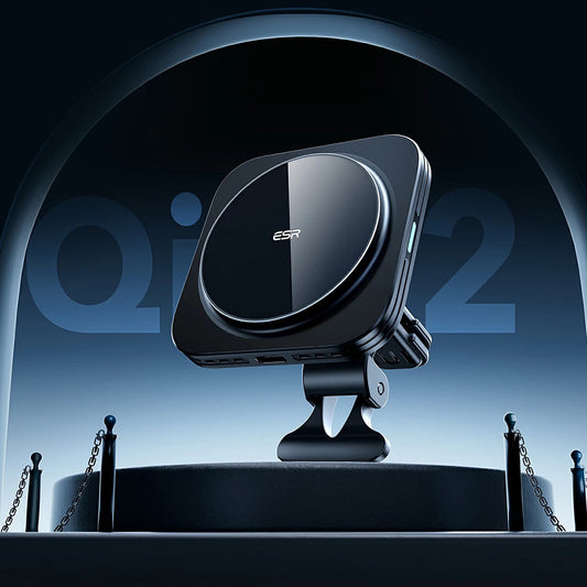 Trådløs Biloplader ESR HaloLock Vent, 15W, 1.67A, Sort