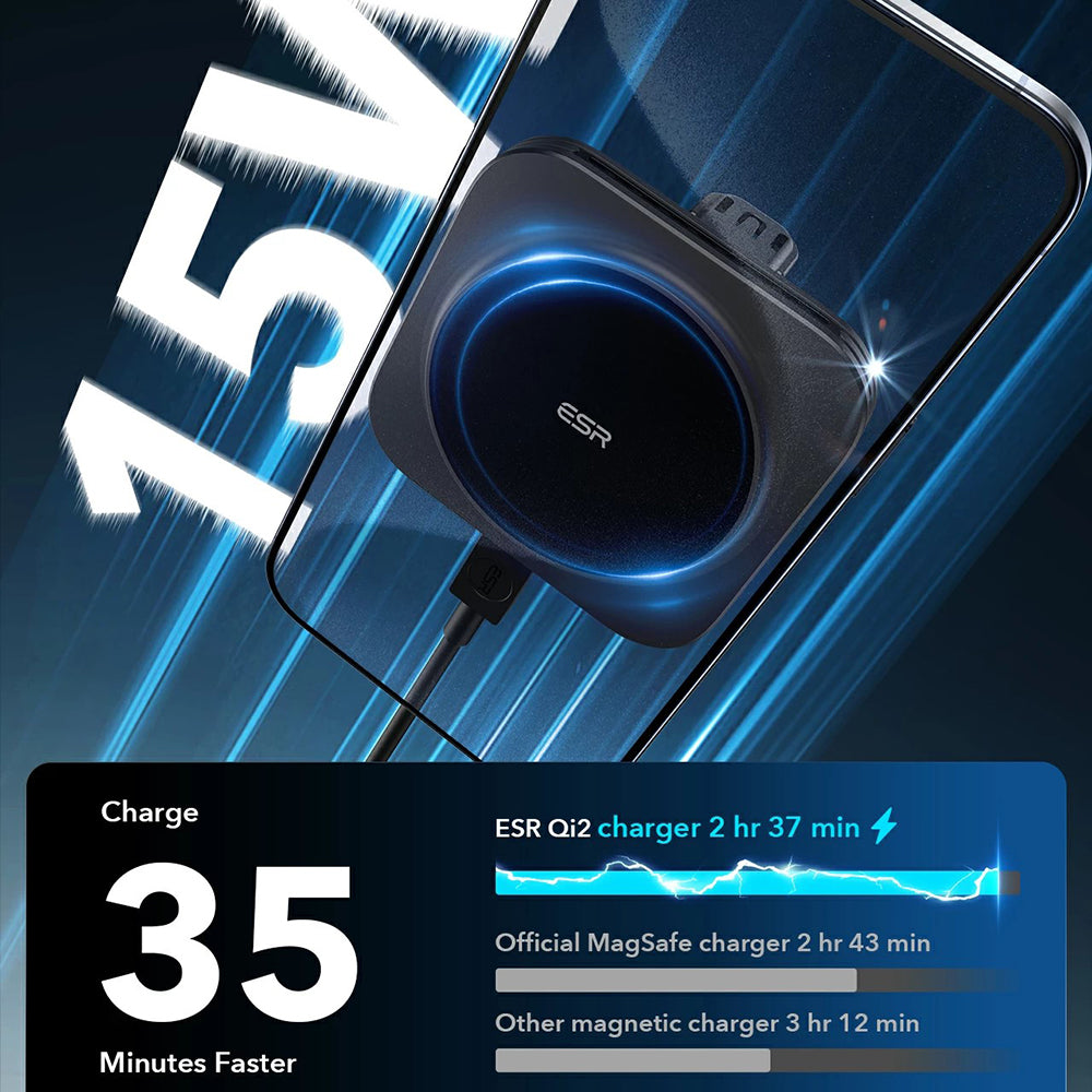 Trådløs Biloplader ESR HaloLock Vent, 15W, 1.67A, Sort