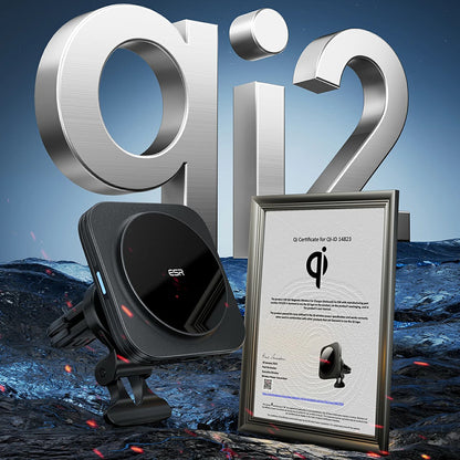 Trådløs Biloplader ESR HaloLock Vent, 15W, 1.67A, Sort