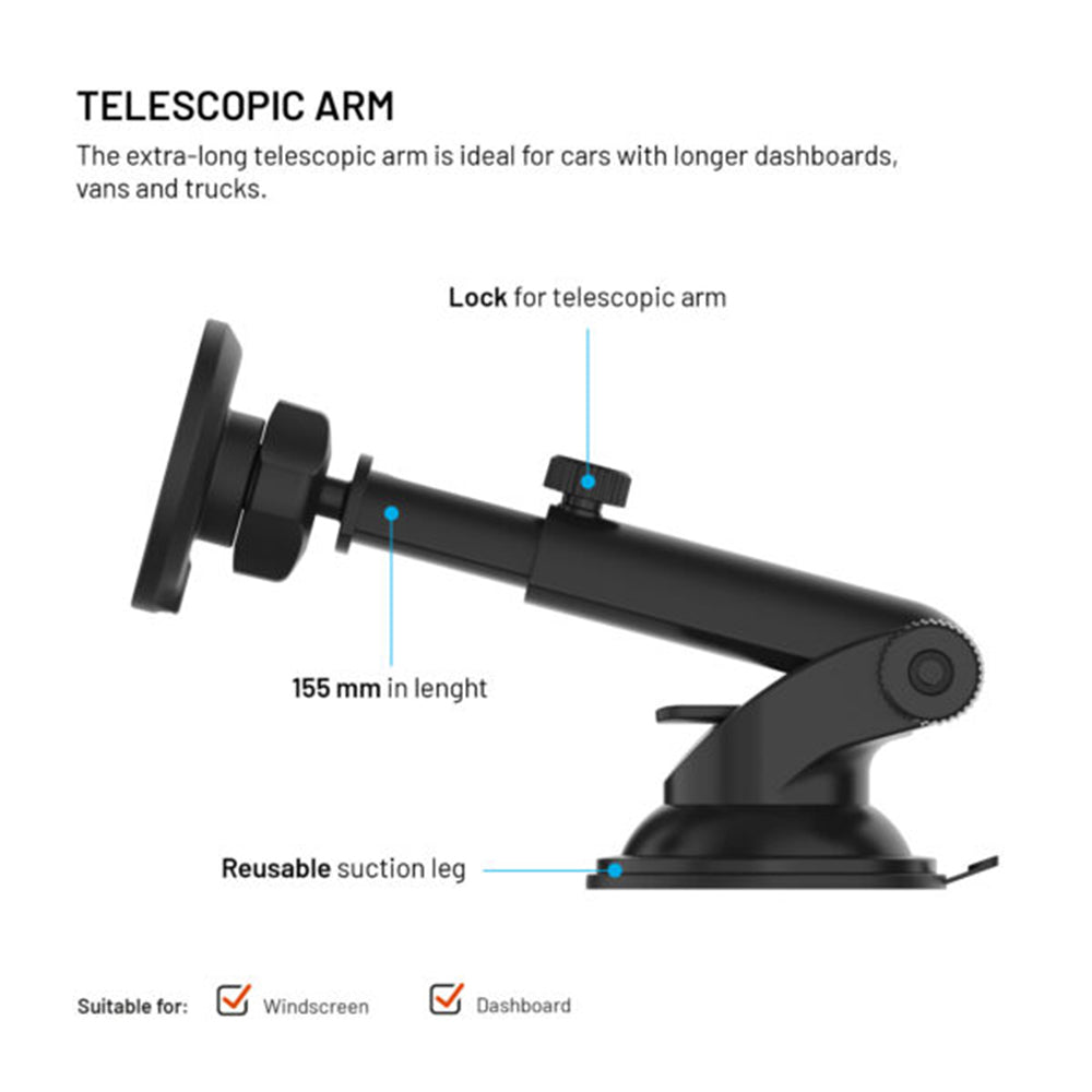 Trådløs Biloplader Fixed MagRound 2 XL, 15W, 1.67A, Sort