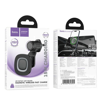 Trådløs Biloplader HOCO HW30, 15W, 1.67A, Sort