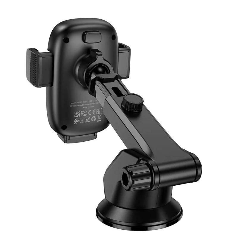 HOCO HW32 Wireless Car Charger, 15W, 1.67A, Black