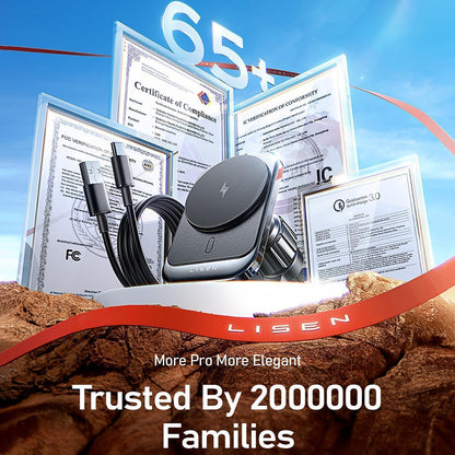 Lisen Trådløs Biloplader, 15W, 1.67A, Sort YL0223070009