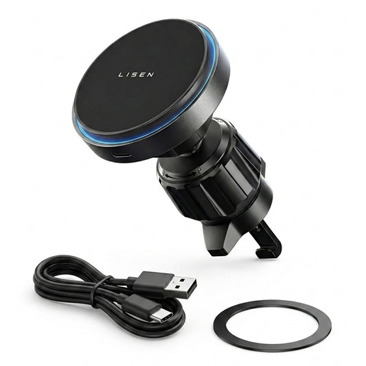Trådløs Biloplader Lisen, 15W, 1.67A, Sort YL0225070006