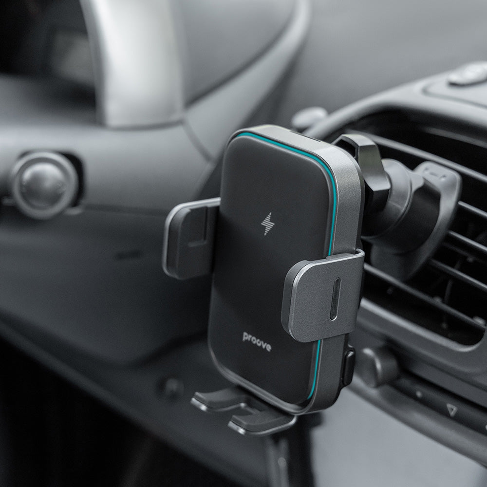 Trådløs Biloplader Proove Triple Clamp Pro, 15W, 1.67A, Grå WHTP15010004