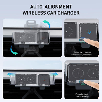 Trådløs Biloplader Techsuit SW1 ModoDock, 15W, 1.67A, Sort