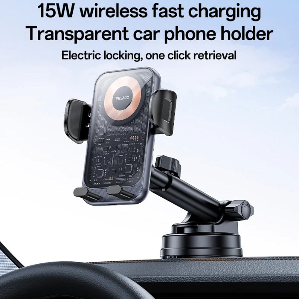 Trådløs Biloplader Yesido C307, 15W, 1.67A, Sort