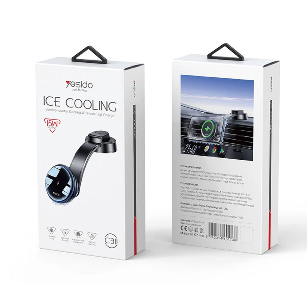 Trådløs Biloplader Yesido C311, 15W, 1.67A, Sort