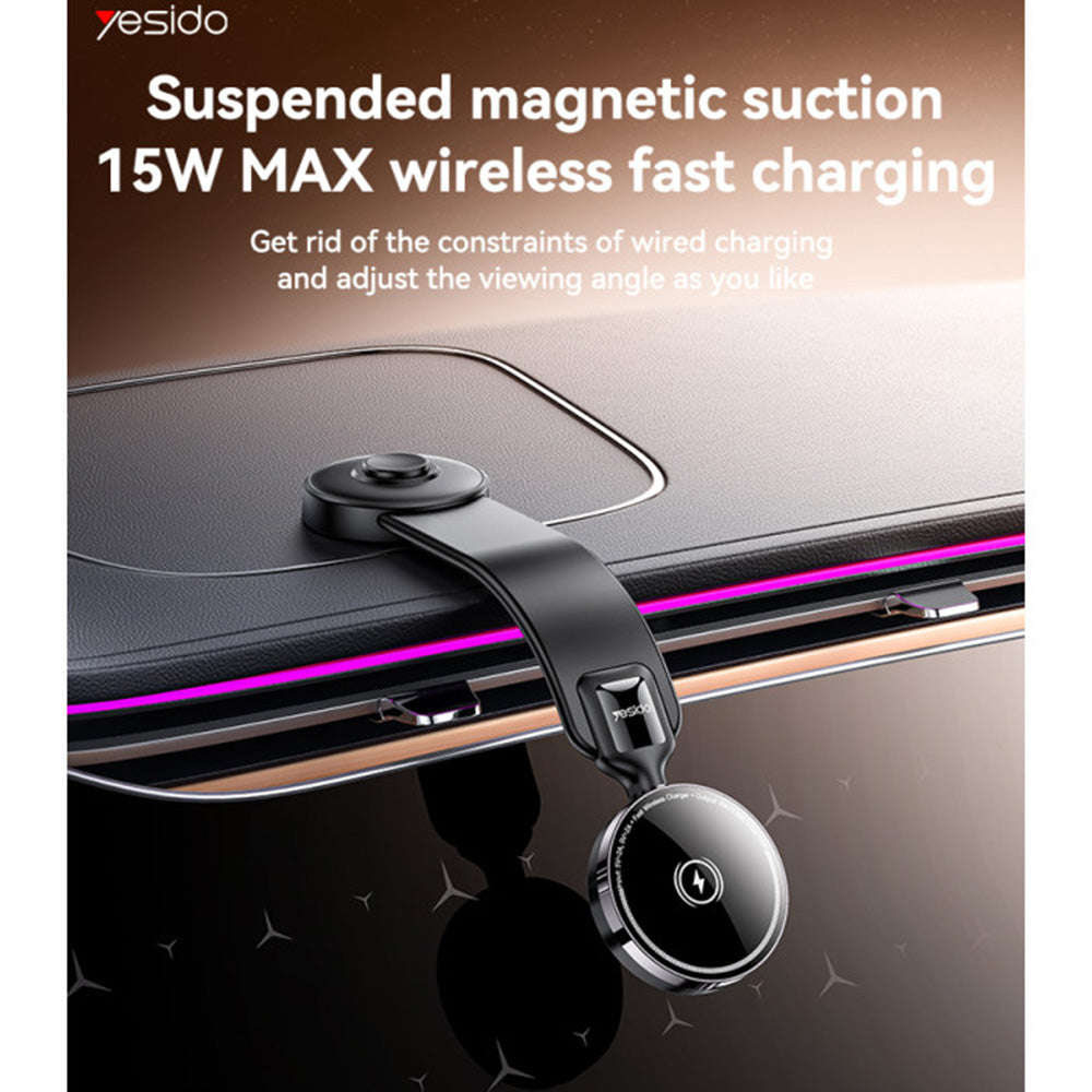 Trådløs Biloplader Yesido C316, 15W, 1.67A, Sort