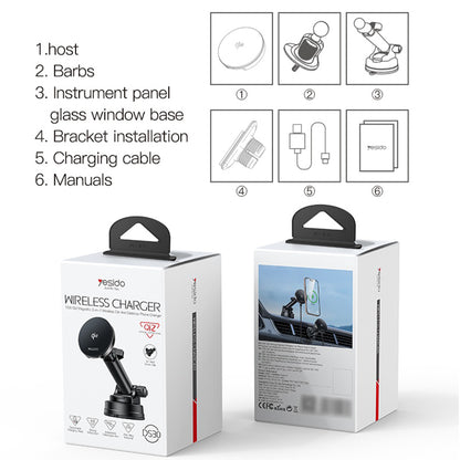 Trådløs Biloplader Yesido DS30, 15W, 1.67A, Sort