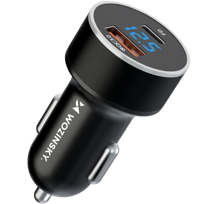Biloplader WZK WDCCAC, 36W, 3A, 1 x USB-A - 1 x USB-C, Sort 