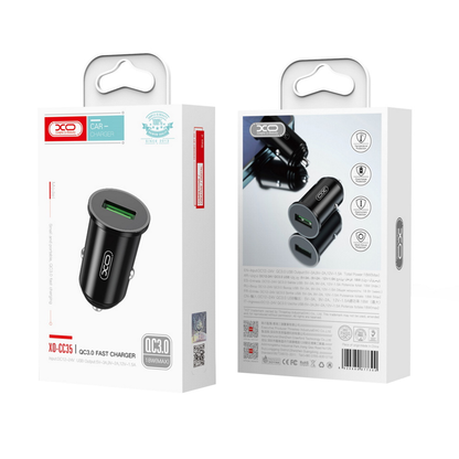 Biloplader XO Design CC35, 18W, 3A, 1 x USB-A, Sort