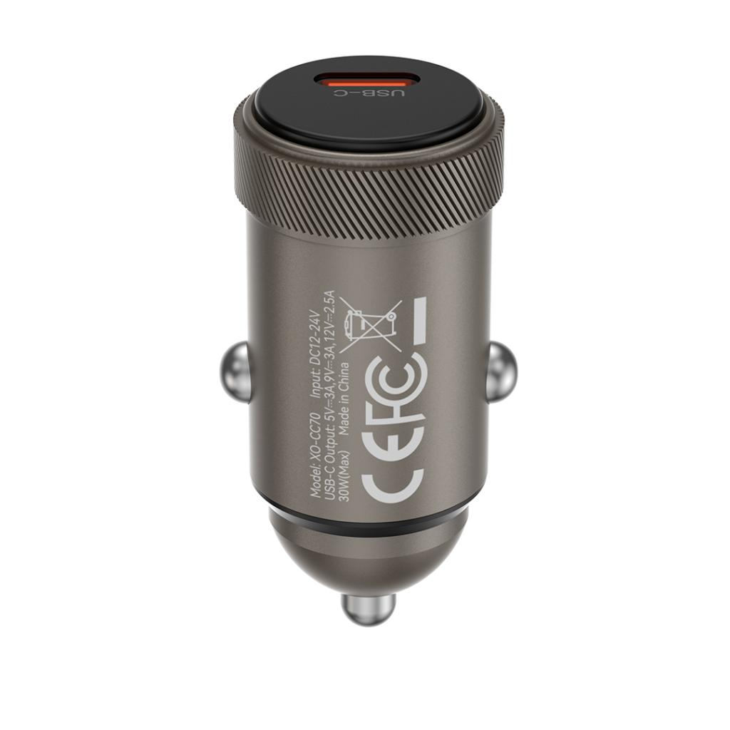 XO Design CC70 Car Charger, 30W, 3A, 1 x USB-C, Black