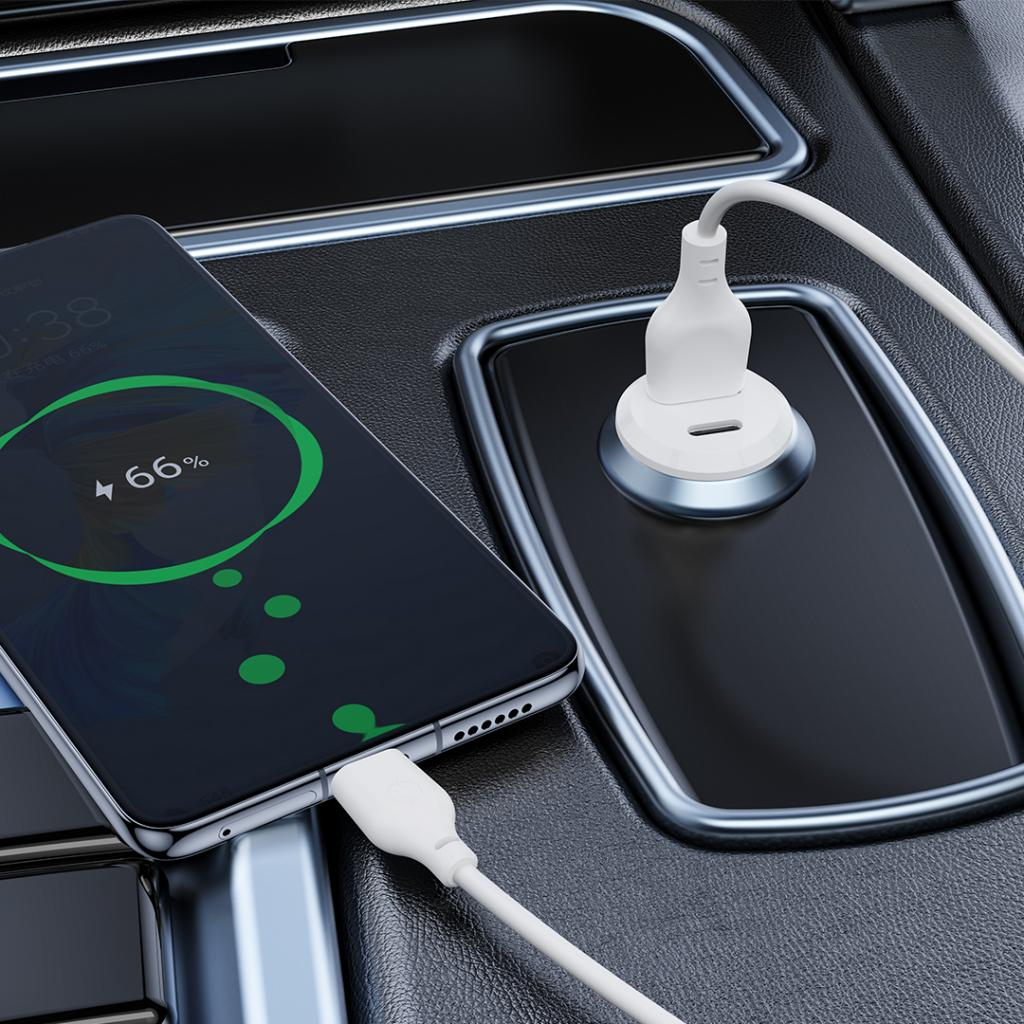 Biloplader XO Design CC69, 30W, 3A, 1 x USB-A - 1 x USB-C, Hvid