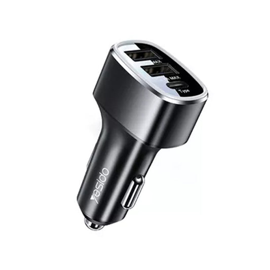 Yesido Y47 Car Charger, 49W, 3A, 2 x USB-A - 1 x USB-C, Black