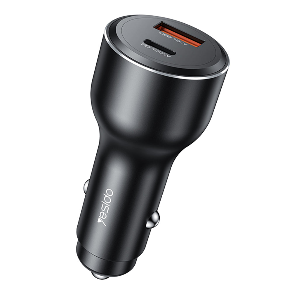 Biloplader Yesido Y65, 100W, 5A, 1 x USB-A - 1 x USB-C, Sort