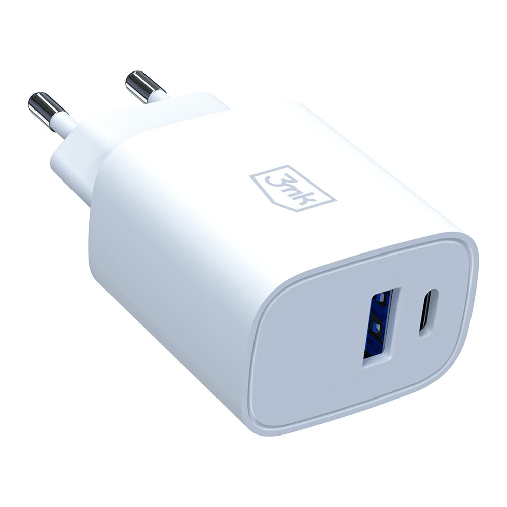 3MK FlowPower Netoplader, 30W, 1 x USB-A - 1 x USB-C, Hvid