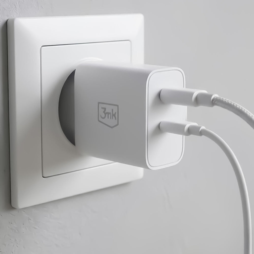 3MK FlowPower Netoplader, 45W, 1 x USB-A - 1 x USB-C, Hvid