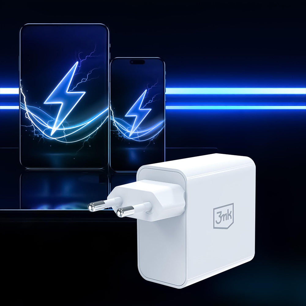 3MK FlowPower Netoplader, 45W, 1 x USB-A - 1 x USB-C, Hvid