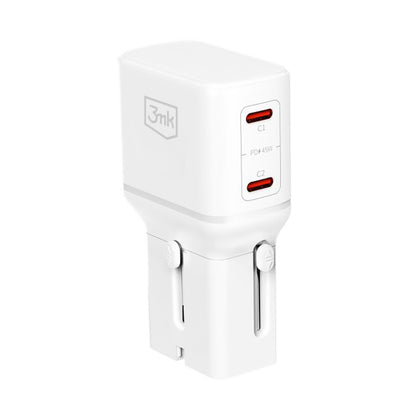 3MK Globe Travel Netoplader, 45W, 3A, 2 x USB-C, Hvid