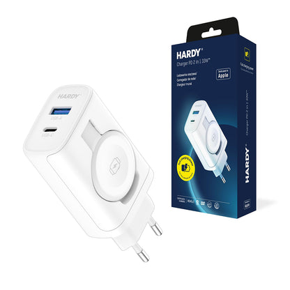 Netværksoplader 3MK Hardy 2in1, 33W, 3A, 1 x USB-A - 1 x USB-C, Hvid