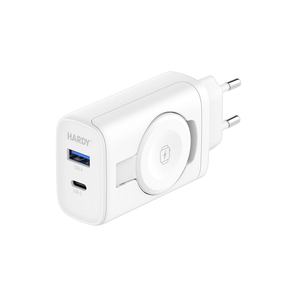 Netværksoplader 3MK Hardy 2in1, 33W, 3A, 1 x USB-A - 1 x USB-C, Hvid