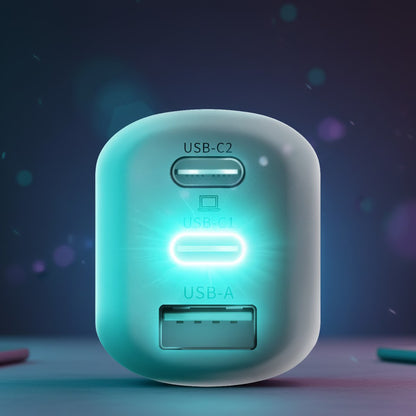 3MK HyperCharger Netoplader, 65W, 5A, 1 x USB-A - 2 x USB-C, Hvid