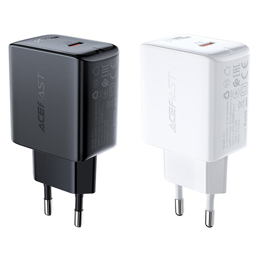 Netværksoplader Acefast A1, 20W, 3A, 1 x USB-C, Sort