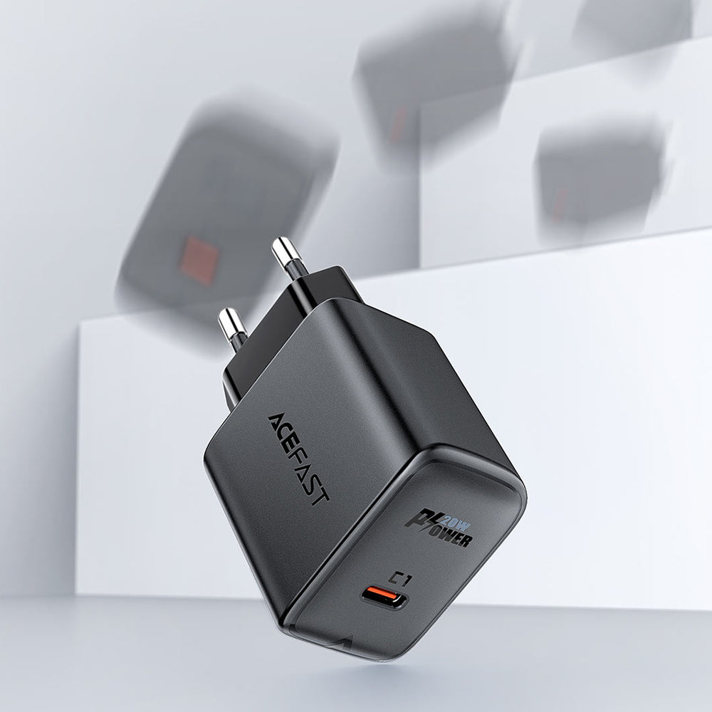 Netværksoplader Acefast A1, 20W, 3A, 1 x USB-C, Sort