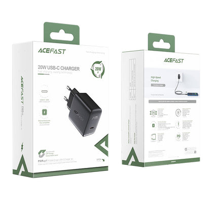 Netværksoplader Acefast A1, 20W, 3A, 1 x USB-C, Sort