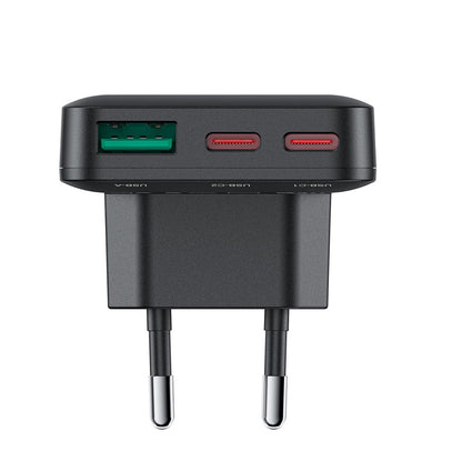 Netværksoplader Acefast A100, 65W, 3.25A, 1 x USB-A - 2 x USB-C, Sort