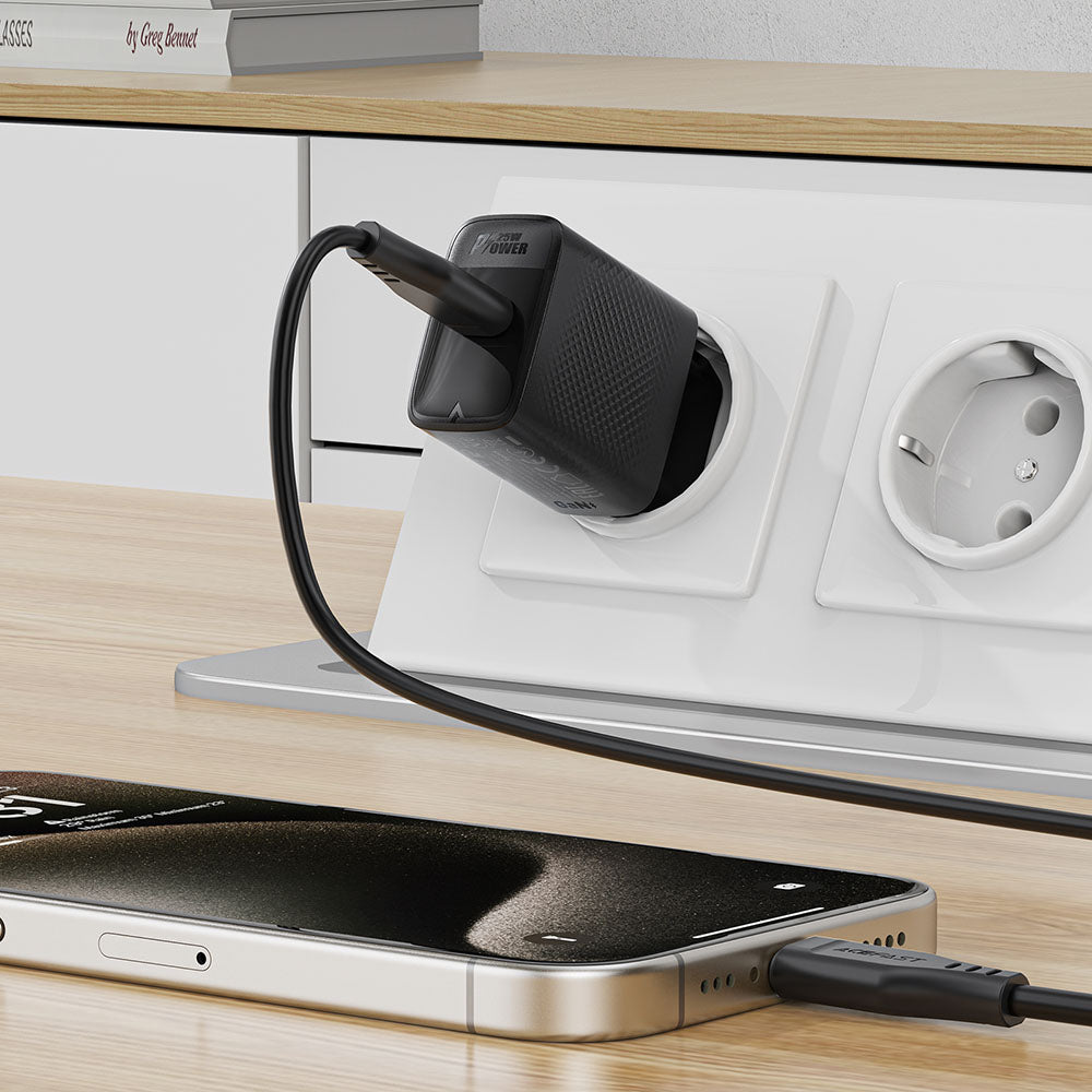 Netværksoplader Acefast A104, 25W, 3A, 1 x USB-C, Sort