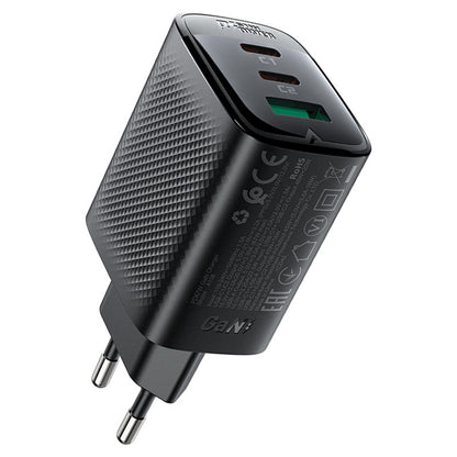 Netværksoplader Acefast A108, 67W, 3A, 1 x USB-A - 2 x USB-C, Sort
