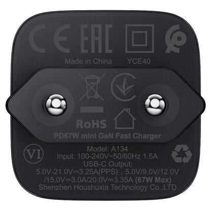 Netværksoplader Acefast A134, 67W, 3.35A, 1 x USB-C, Sort