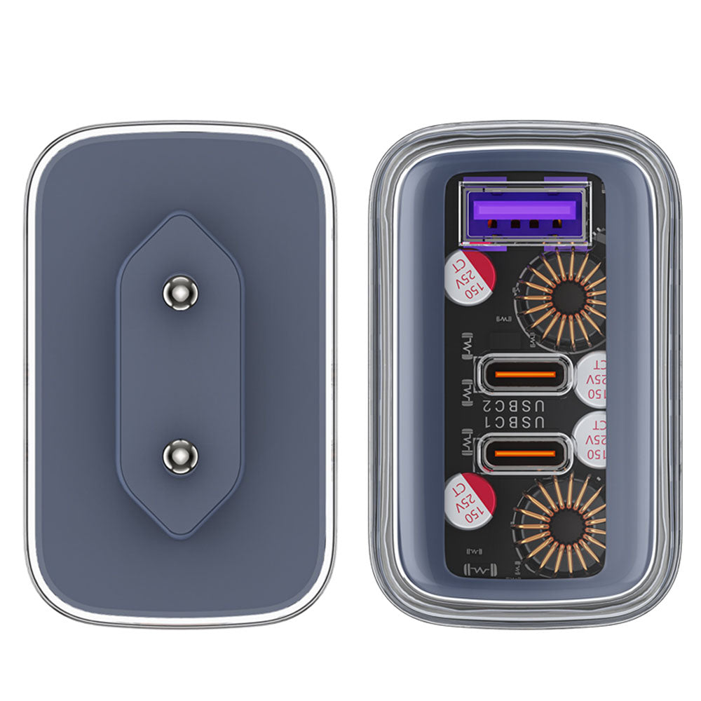 Netværksoplader Acefast A45 Exploration, 65W, 3.25A, 1 x USB-A - 2 x USB-C, Grå