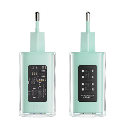 Netværksoplader Acefast A45 Exploration, 65W, 3.25A, 1 x USB-A - 2 x USB-C, Grøn