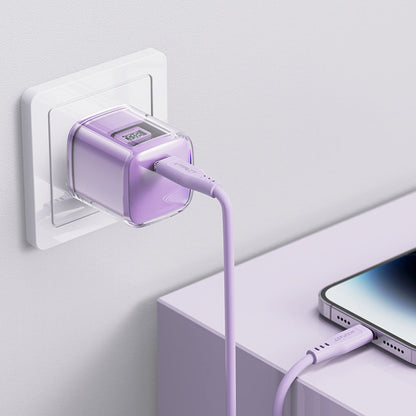 Acefast A53 Sparkling Display netværksoplader, 30W, 3A, 1 x USB-C, Lilla