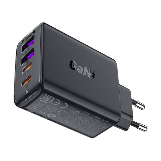 Acefast A61 netoplader, 45W, 3A, 2 x USB-A - 2 x USB-C, Sort