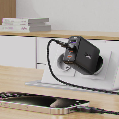 Acefast A61 netoplader, 45W, 3A, 2 x USB-A - 2 x USB-C, Sort