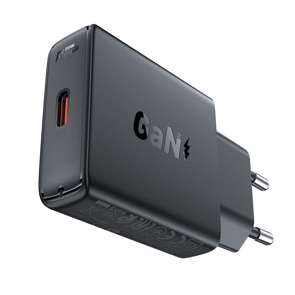 Acefast A65 netværksoplader, 20W, 3A, 1 x USB-C, Sort