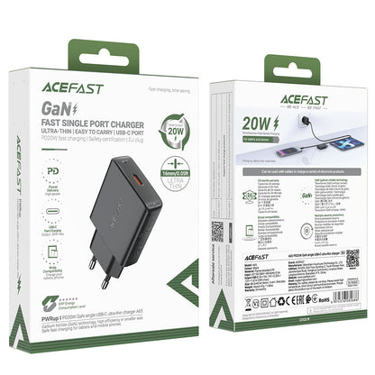 Acefast A65 netværksoplader, 20W, 3A, 1 x USB-C, Sort
