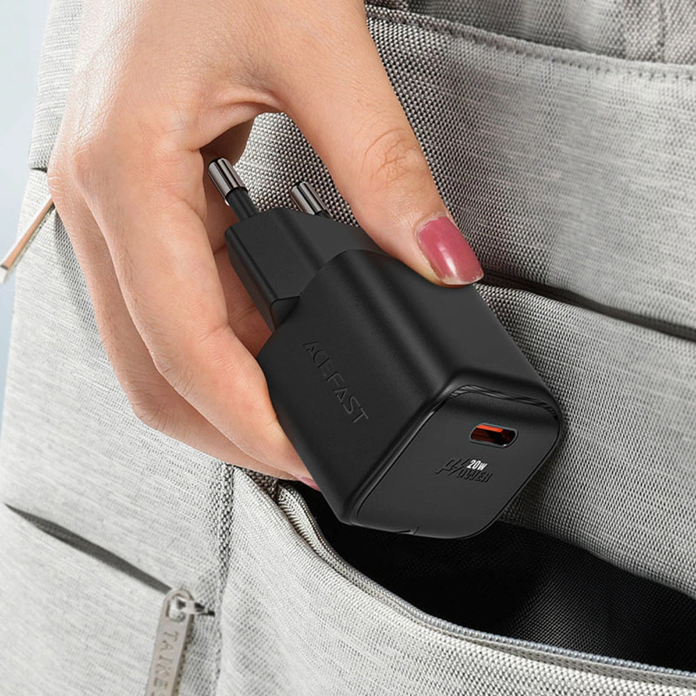 Netværksoplader Acefast A73 Mini, 20W, 3A, 1 x USB-C, Sort