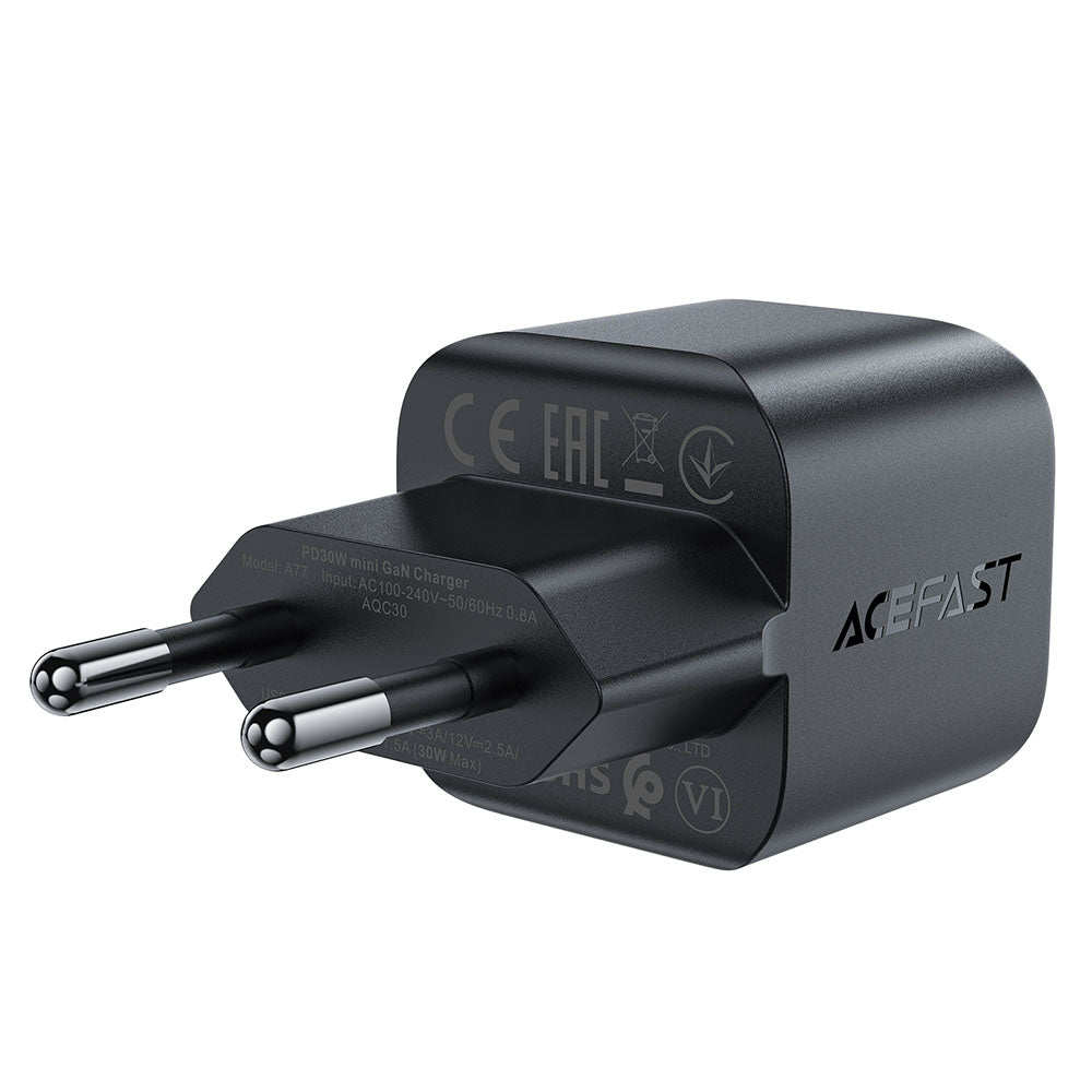 Netværksoplader Acefast A77, 30W, 3A, 1 x USB-C, Sort