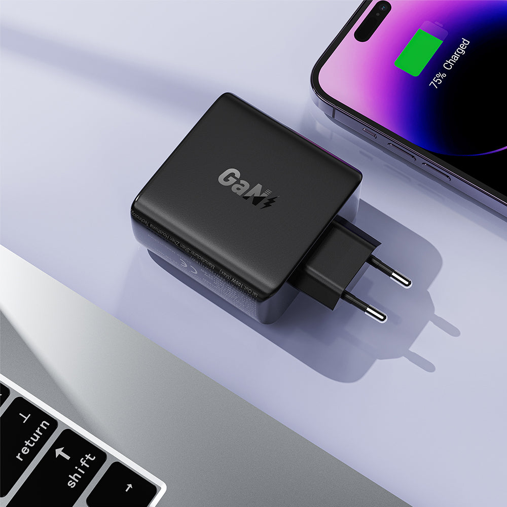 Acefast A94 netværksoplader, 100W, 5A, 1 x USB-A - 3 x USB-C, Sort