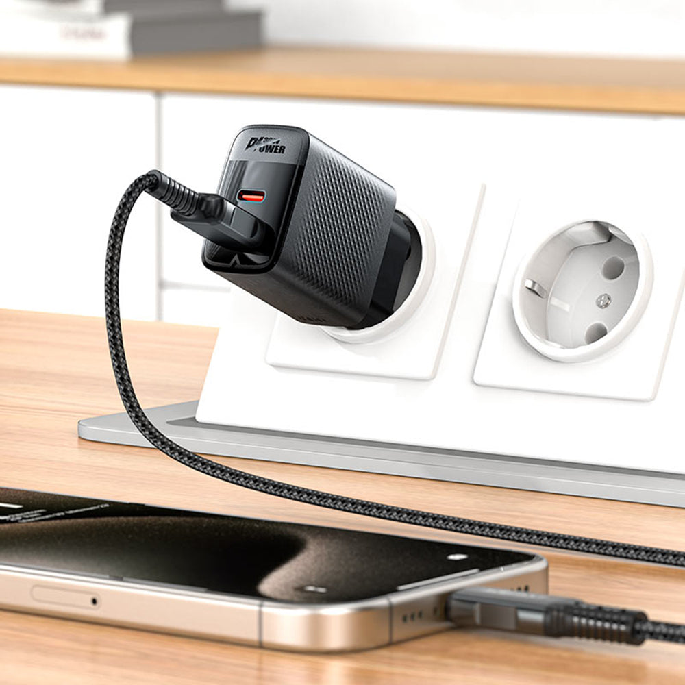 Netværksoplader Acefast A98, 30W, 3A, 1 x USB-A - 1 x USB-C, Sort