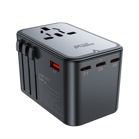 Acefast Travel Z1 netværksoplader, 75W, 3.35A, 2 x USB-A - 3 x USB-C, Sort