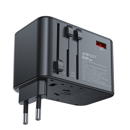 Acefast Travel Z1 netværksoplader, 75W, 3.35A, 2 x USB-A - 3 x USB-C, Sort