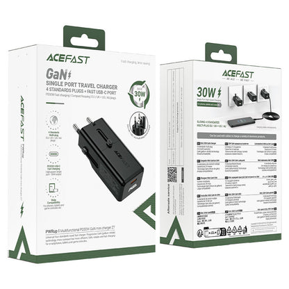 Acefast Z7 Travel netværksoplader, 30W, 3A, 1 x USB-C, Sort