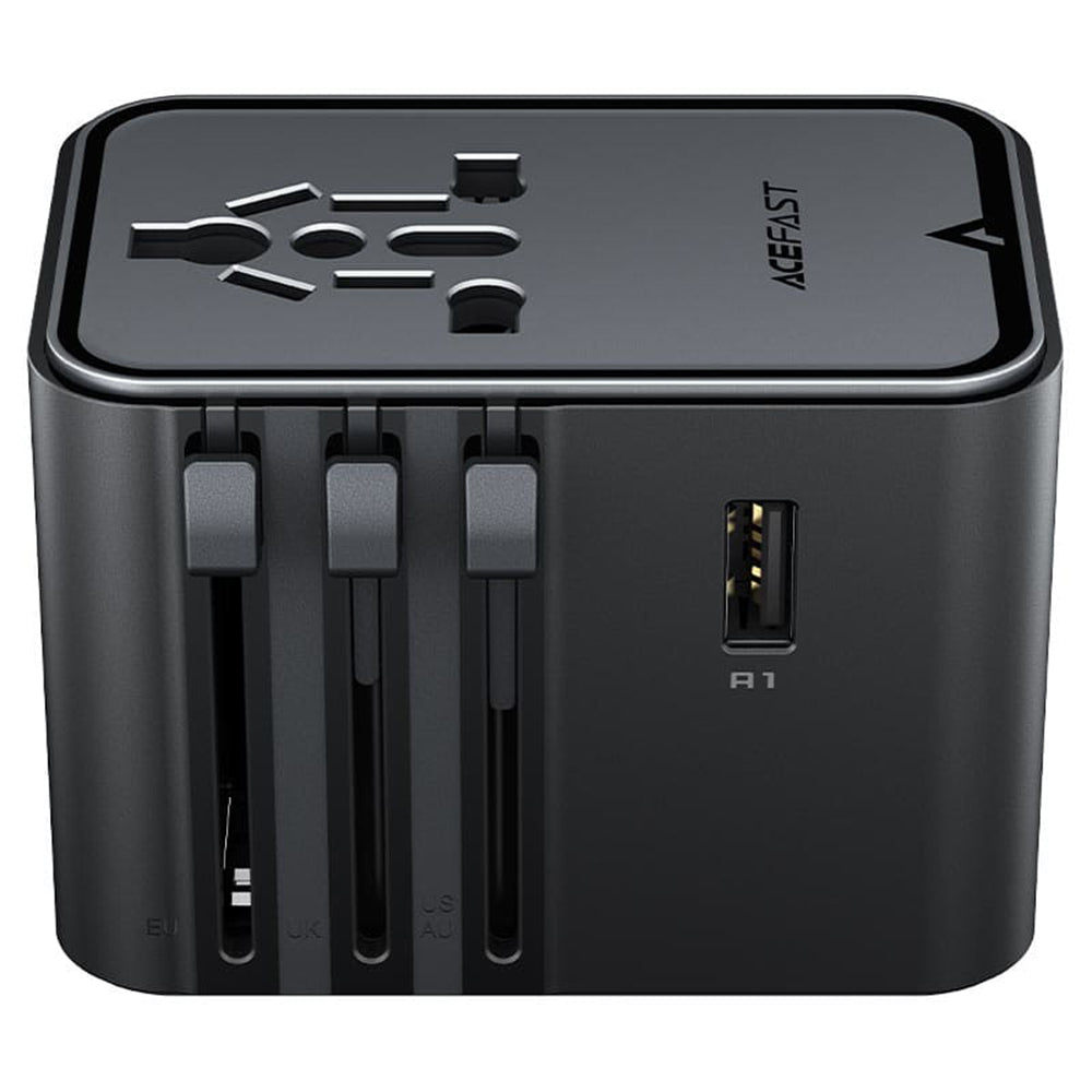 Acefast Z8 Travel netværksoplader, 45W, 3A, 2 x USB-A - 3 x USB-C, Sort